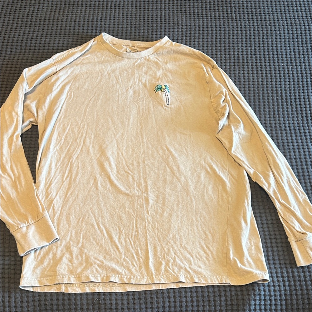 Eighty Eight Cream Long Sleeve Shirt with Palm Tree Accent